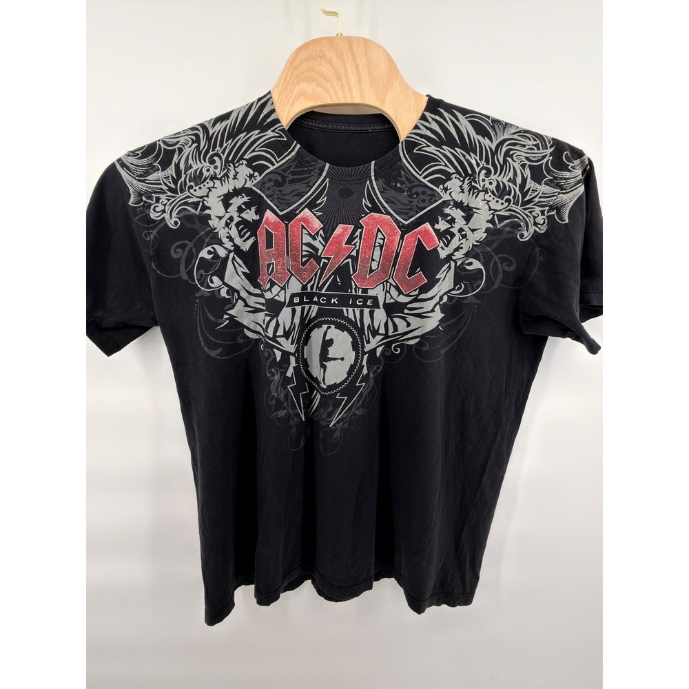 Vintage 2008 AC/DC Black Ice World Tour‎ Concert T-Shirt Men's Graphic Band Tee